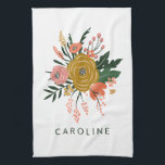 Simple Minimalist Botanical Flower Personalised Tea Towel<br><div class="desc">Simple Minimalist Botanical Flower Personalised Kitchen Towel</div>