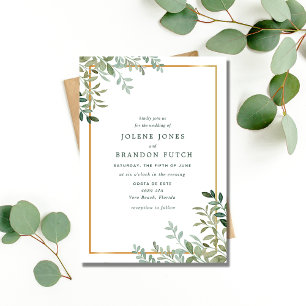 Simple Minimalist Botanical Wedding Invitation