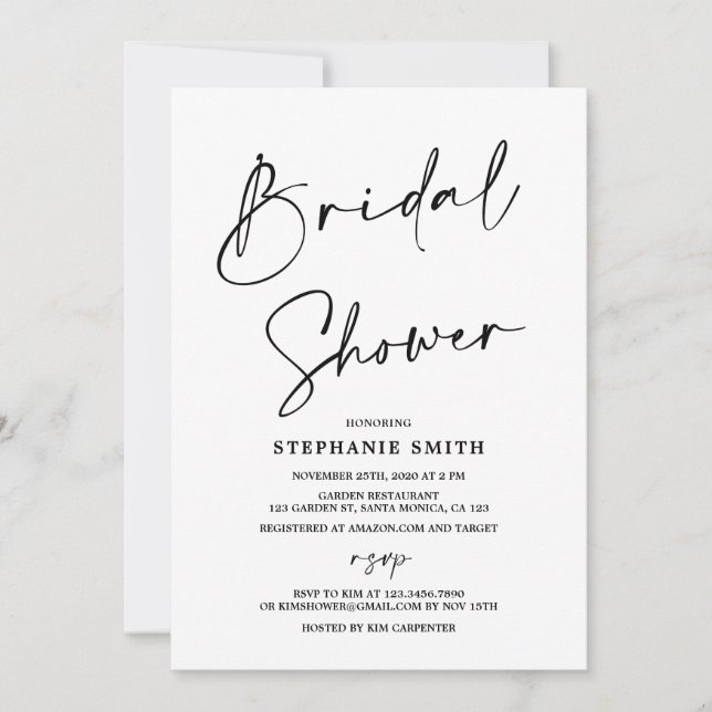 Simple Minimalist Bridal Shower Invitation (Front)