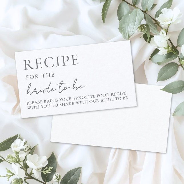 Simple Minimalist Bridal Shower Recipe Request Enclosure Card (Simple Minimalist Bridal Shower Recipe Request Enclosure Card )