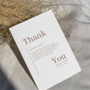 Simple Minimalist Brown Elegant Thank You Card