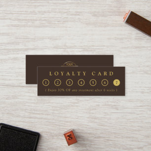 Simple Minimalist Brown & Gold Business Logo Salon Loyalty Card
