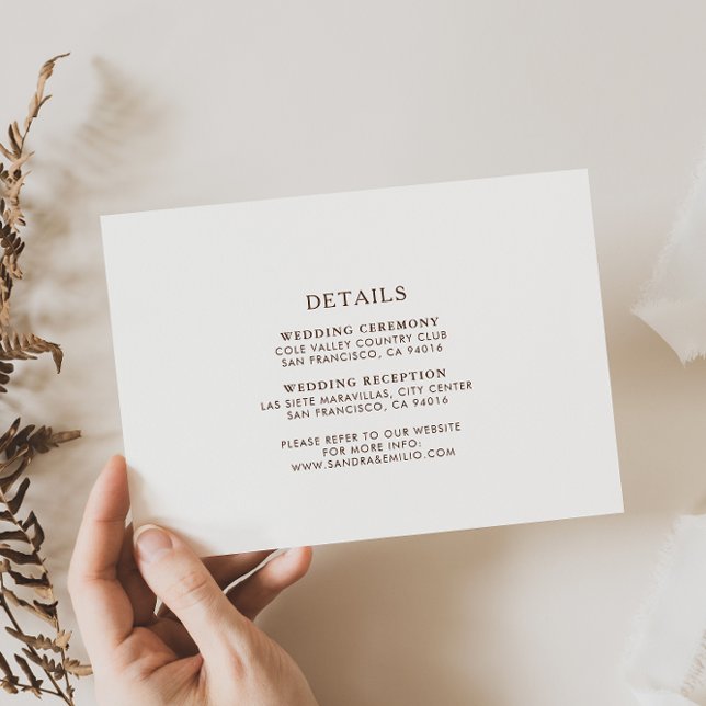 Simple Minimalist Brown Wedding Details  Enclosure Card (Creator Uploaded)
