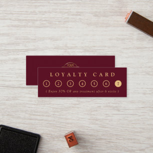Simple Minimalist Burgundy Red Business Logo Salon Loyalty Card