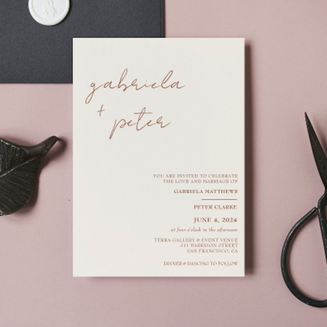 Simple Minimalist Burnt Orange | Cream Wedding Invitation (Creator Uploaded)