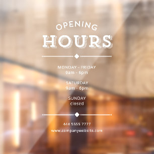 Simple Minimalist Business Opening Hours White