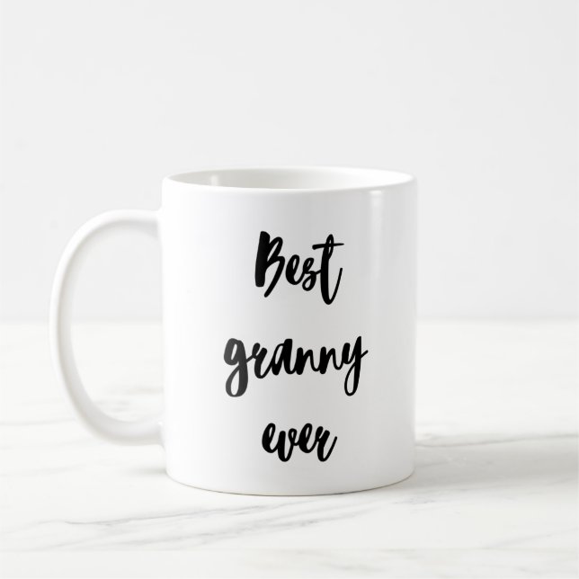 Simple Minimalist Calligraphy Best Granny Ever Coffee Mug (Left)