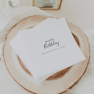 Simple Minimalist Calligraphy Birthday Party Napkin