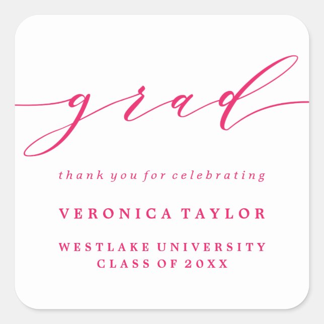 SIMPLE MINIMALIST CALLIGRAPHY GRADUATION STICKER (Front)
