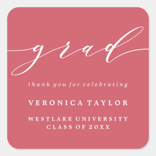 SIMPLE MINIMALIST CALLIGRAPHY GRADUATION STICKER (Front)