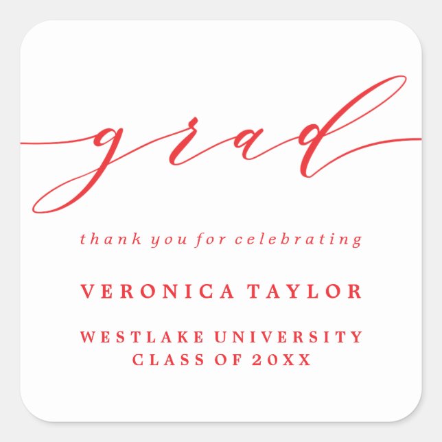 SIMPLE MINIMALIST CALLIGRAPHY GRADUATION STICKER (Front)