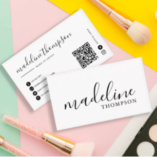 Simple Minimalist Calligraphy QR Code Business Card