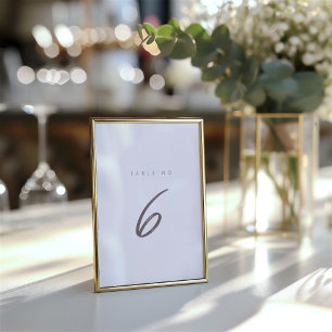 Simple Minimalist Calligraphy Six Table Number