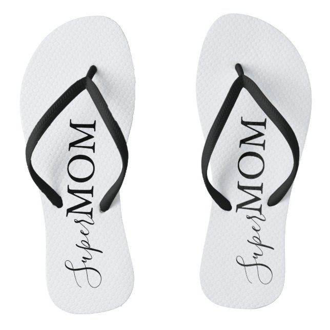 Simple Minimalist Calligraphy Super Mum   Jandals (Footbed)
