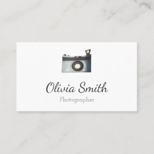 Simple Minimalist Camera Photographer Business Card