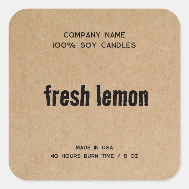 Simple Minimalist Candle label product label craft (Front)