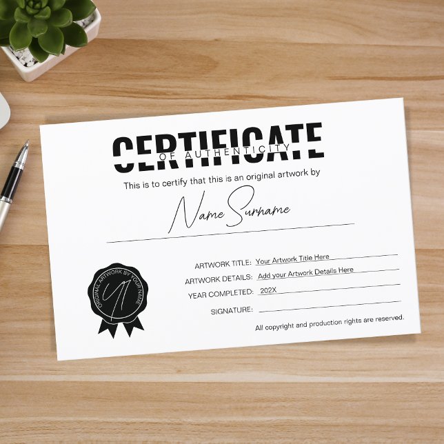 Simple Minimalist Certificate of Authenticity  (Creator Uploaded)
