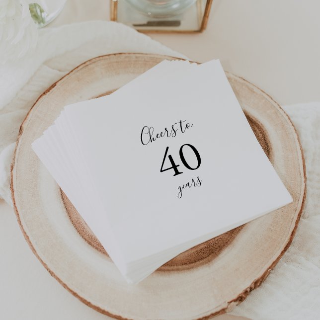 Simple Minimalist Cheers to 40 Years Birthday  Napkin (Creator Uploaded)