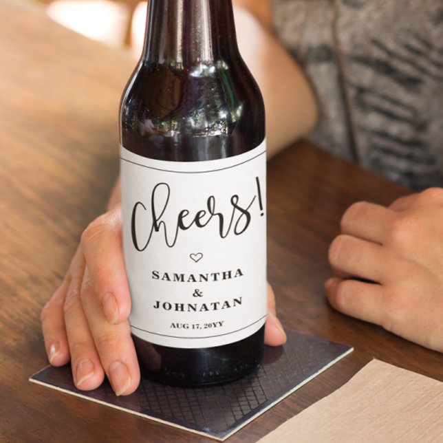 Simple Minimalist Cheers Wedding Beer Bottle Label (Creator Uploaded)