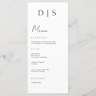 Simple Minimalist Chic Black and White Wedding Menu