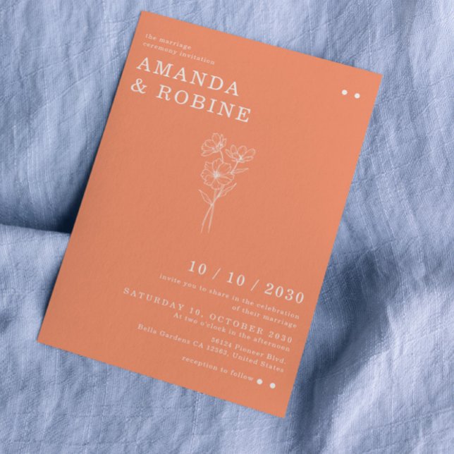 Simple Minimalist Chic Flower Wedding Invitation (Creator Uploaded)