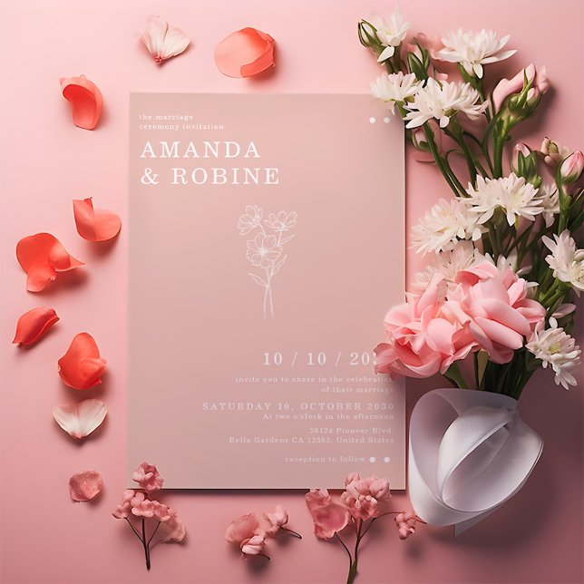 Simple Minimalist Chic Flower Wedding Invitation (Creator Uploaded)