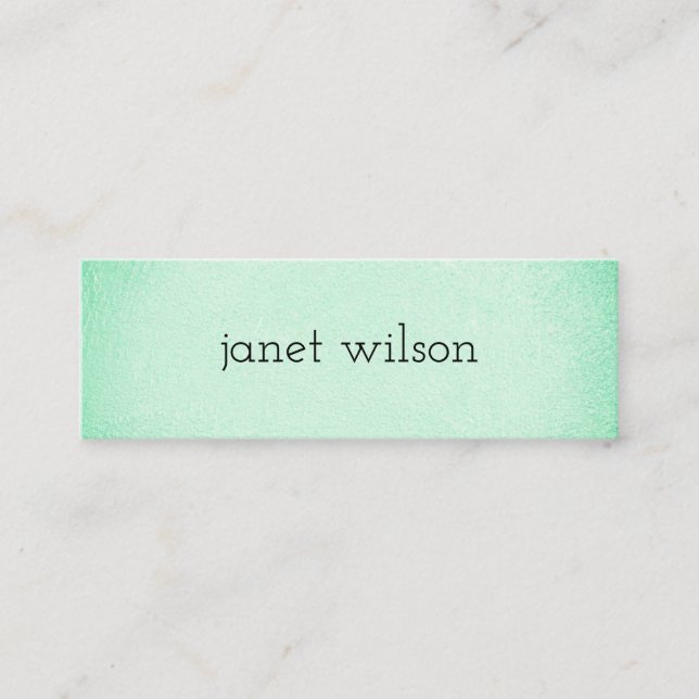 simple minimalist chic green texture mini business card (Front)