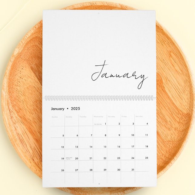 Simple Minimalist Chic Script Writing 2025 Family Calendar (Creator Uploaded)