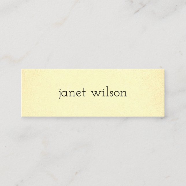 simple minimalist chic yellow texture mini business card (Front)