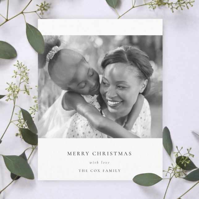 Simple Minimalist Chirstmas Black and White Photo Holiday Card (Creator Uploaded)