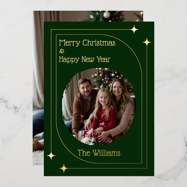Simple Minimalist Christmas Card Template Holiday  (Front/Back)