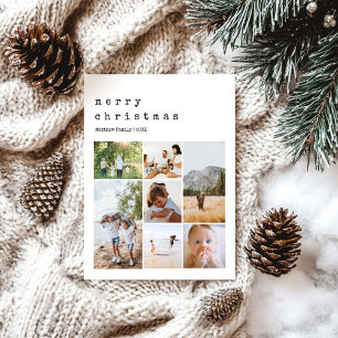 Simple Minimalist Christmas Family Photo Collage Holiday Postcard