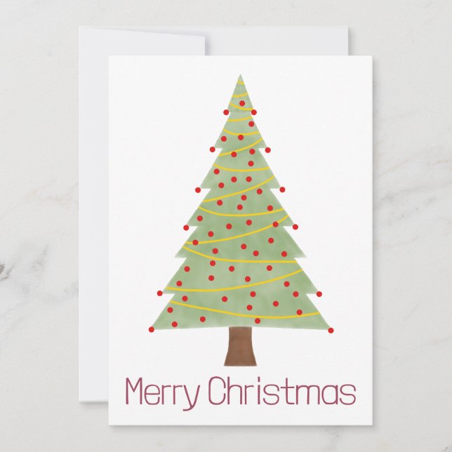 Simple Minimalist Christmas Tree Holiday Card (Front)