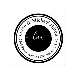 Simple minimalist circle monogram typography rubber stamp
