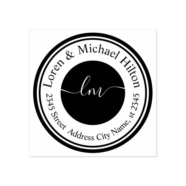 Simple minimalist circle monogram typography rubber stamp (Imprint)