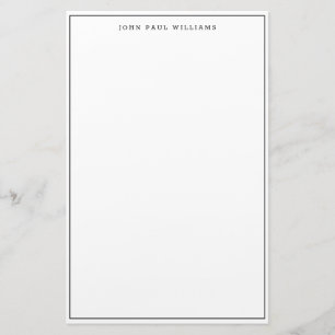 Simple Minimalist Classic Black Thin Border Frame Stationery