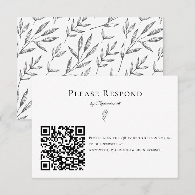 Simple Minimalist Classic Elegant Modern QR Code RSVP Card (Front/Back)