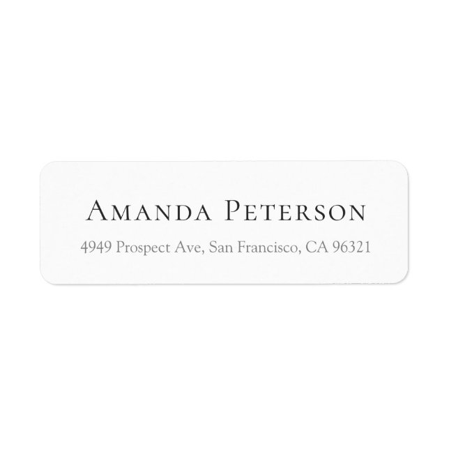 Simple Minimalist Classic White Return Address (Front)