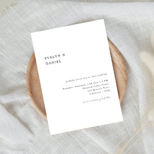 Simple Minimalist Clean Black and White Wedding Invitation
