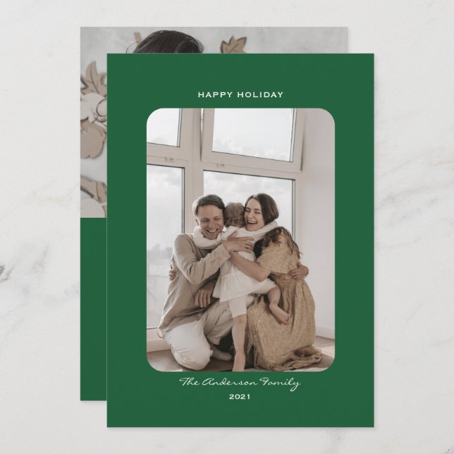 Simple minimalist clean photo holiday card (Front/Back)