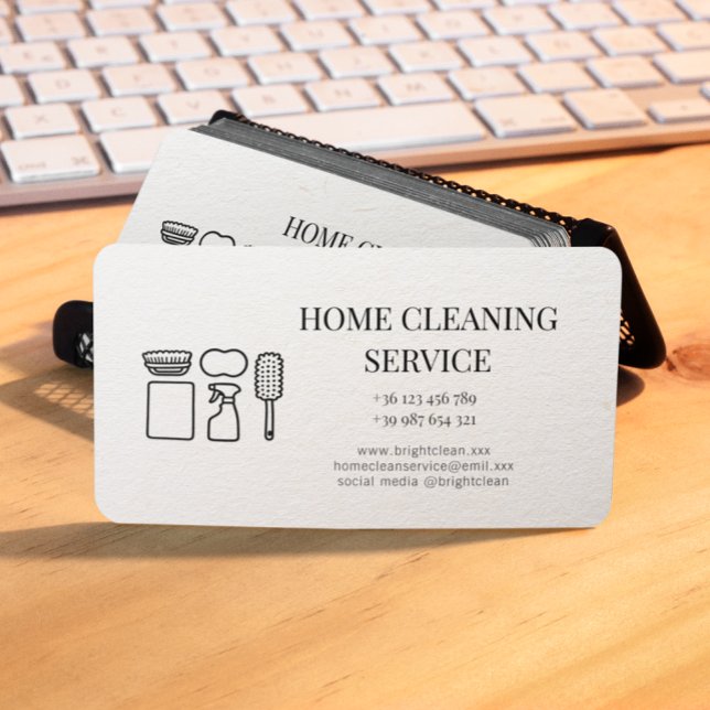 Simple Minimalist Cleaning Service Business Card (Creator Uploaded)