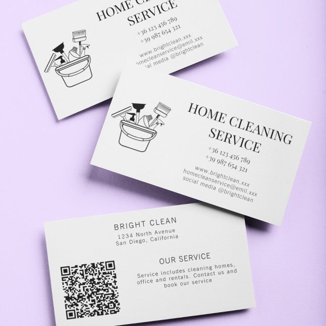 Simple Minimalist Cleaning Service Business Card (Creator Uploaded)