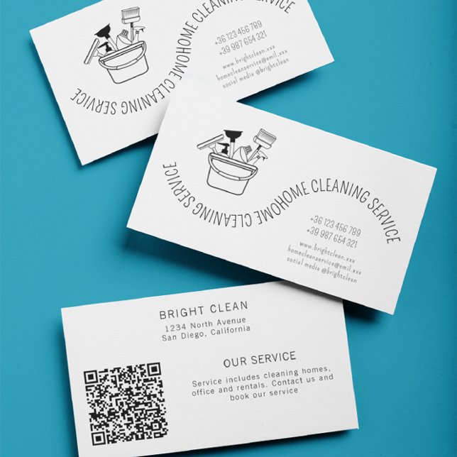 Simple Minimalist Cleaning Service Business Card (Creator Uploaded)