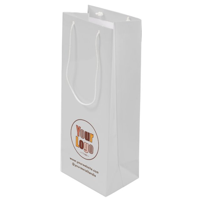 Simple Minimalist Company Business Logo Custom Wine Gift Bag (Front Angled)