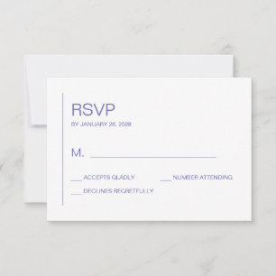 Simple minimalist contemporary periwinkle wedding  RSVP card