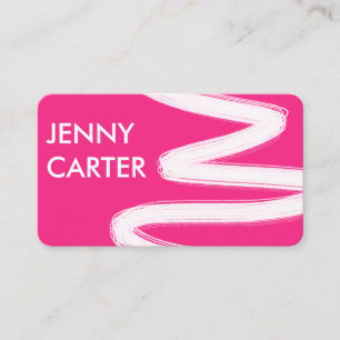 Simple Minimalist Cool Squiggle Brushstrokes Pink Business Card