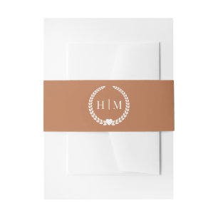 Simple Minimalist Copper Glow Monogram  Invitation Belly Band