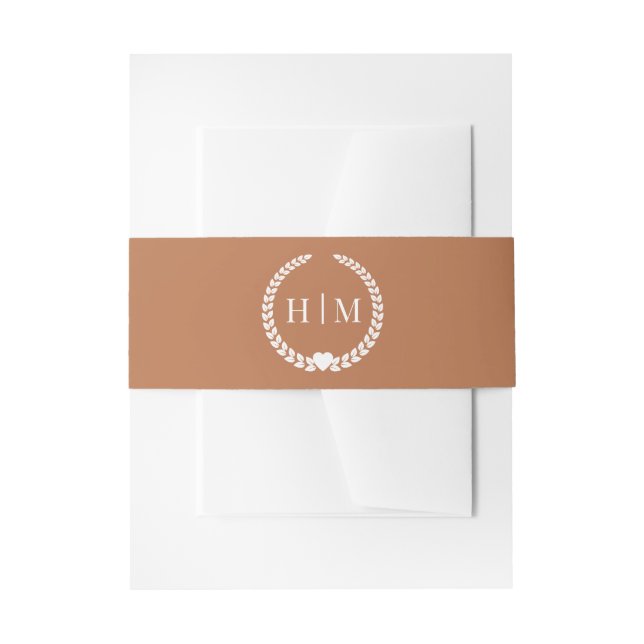 Simple Minimalist Copper Glow Monogram  Invitation Belly Band (Front Example)