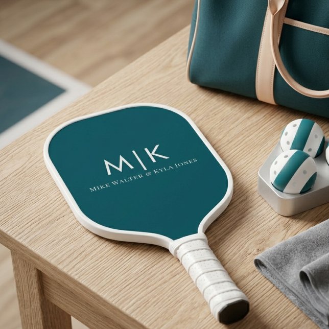 Simple Minimalist Couple Initials Wedding Pickleball Paddle (Creator Uploaded)