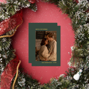 Simple Minimalist Couple Photo Green Christmas